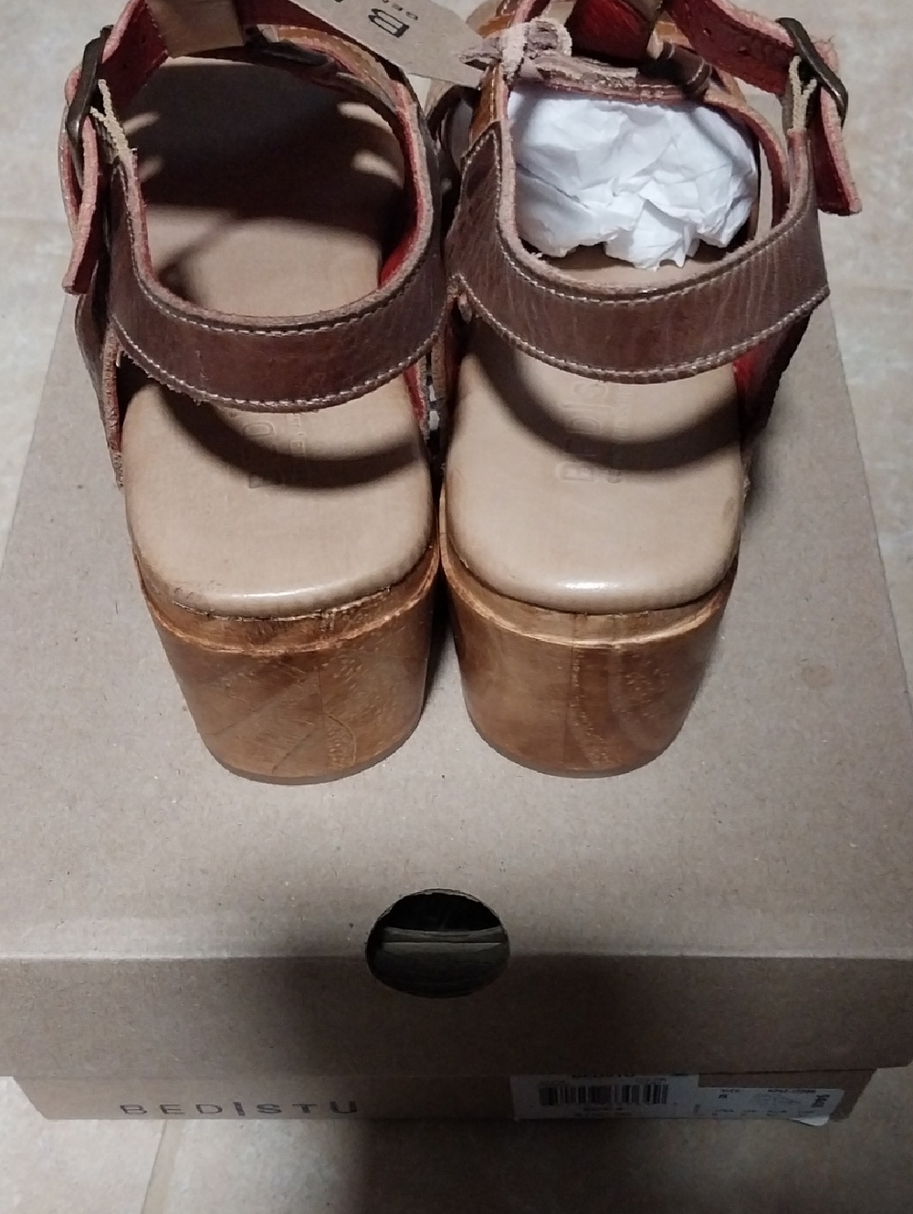 Bed Stu Tan, Brown & Camel Leather Platform Sandals - Picture 4 of 10